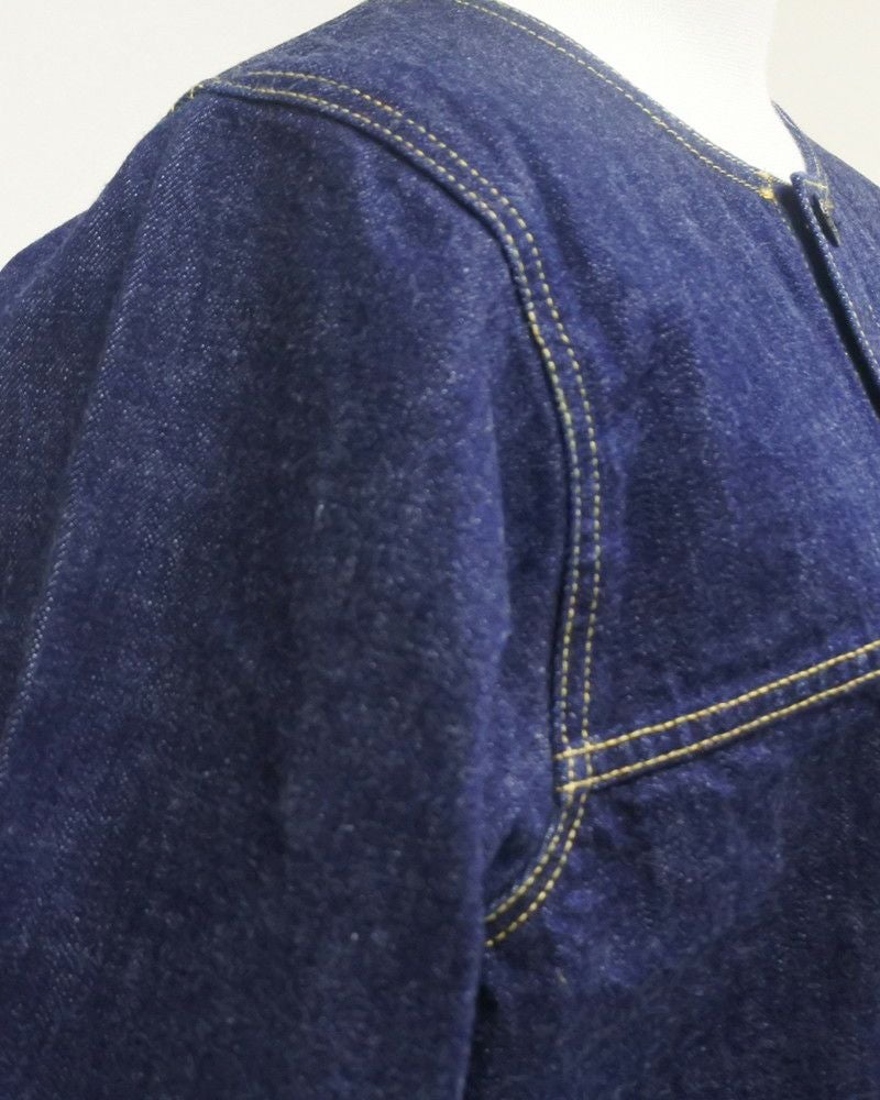 furali コットンリネン　デニムシャツジャケット　Mサイズ　ノーカラー　春夏 FURALI］セルビッチノーカラーGジャン／フラリ ｜オンセブンデイズ