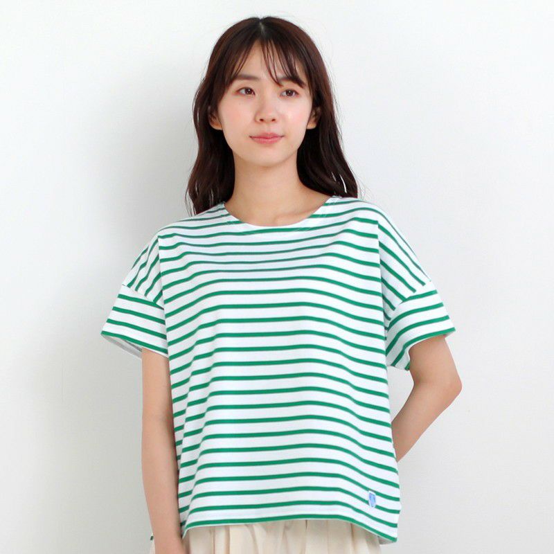 ORCIVAL 青ボーダー ORCIVAL（オーシバル） tシャツ ボートネック 5分袖ボーダーカットソー