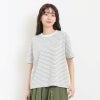 ［DANTON］ストライプショート丈半袖Tシャツ