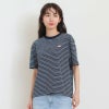 ［DANTON］ストライプショート丈半袖Tシャツ