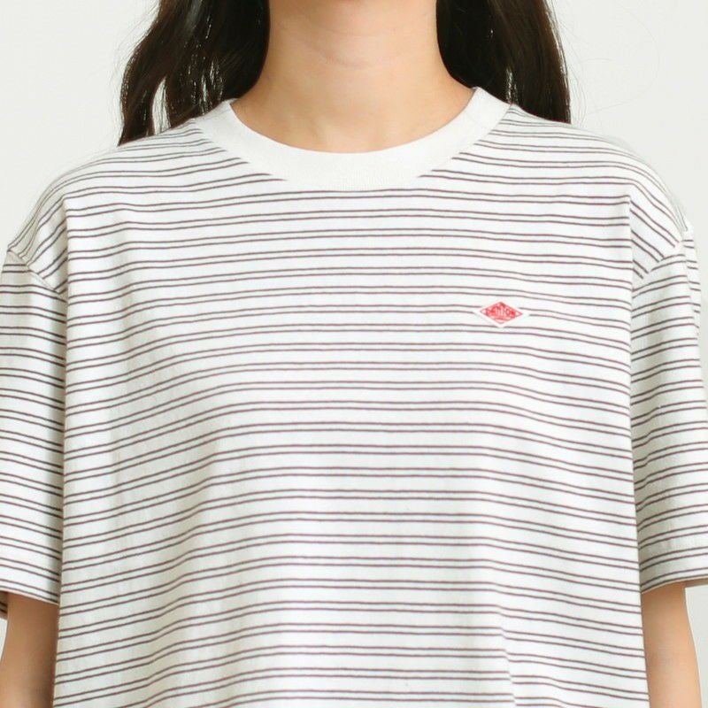 ［DANTON］ストライプショート丈半袖Tシャツ