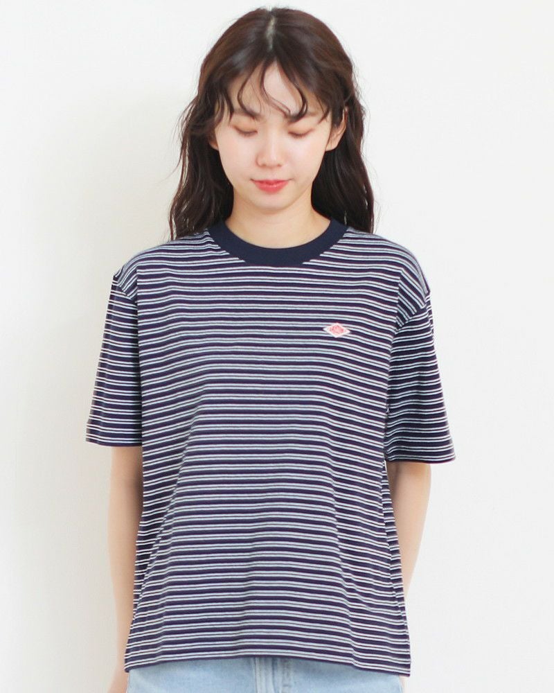 ［DANTON］ストライプショート丈半袖Tシャツ