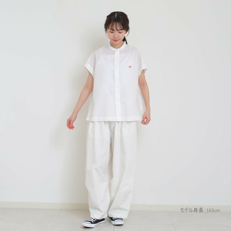 ［DANTON］コットンリネンギャザーブラウス