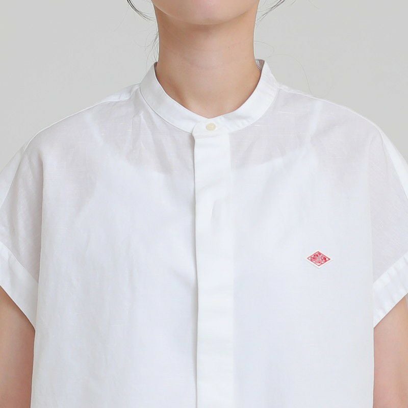 ［DANTON］コットンリネンギャザーブラウス