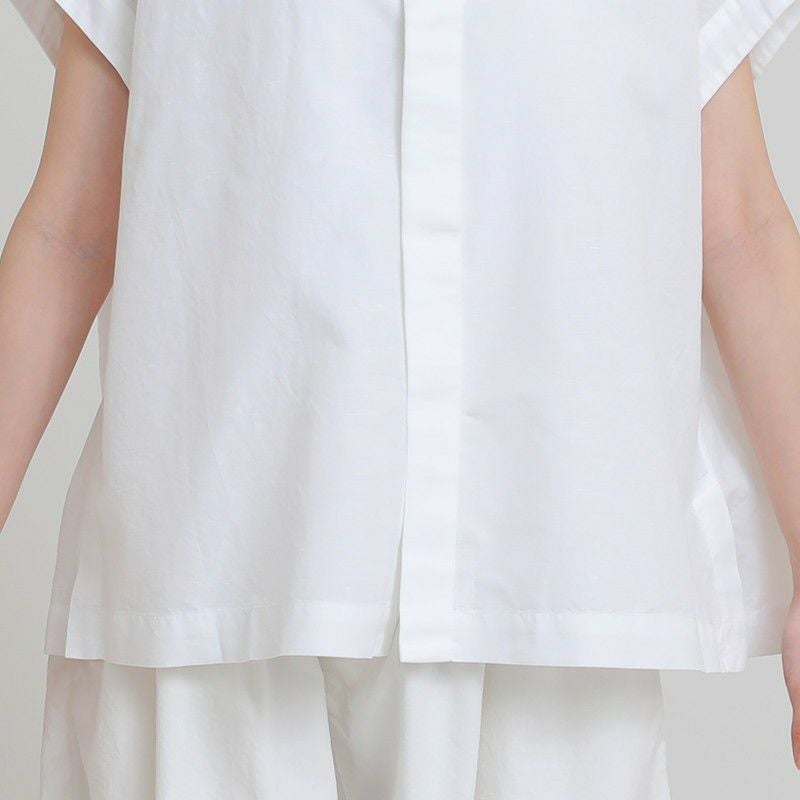［DANTON］コットンリネンギャザーブラウス