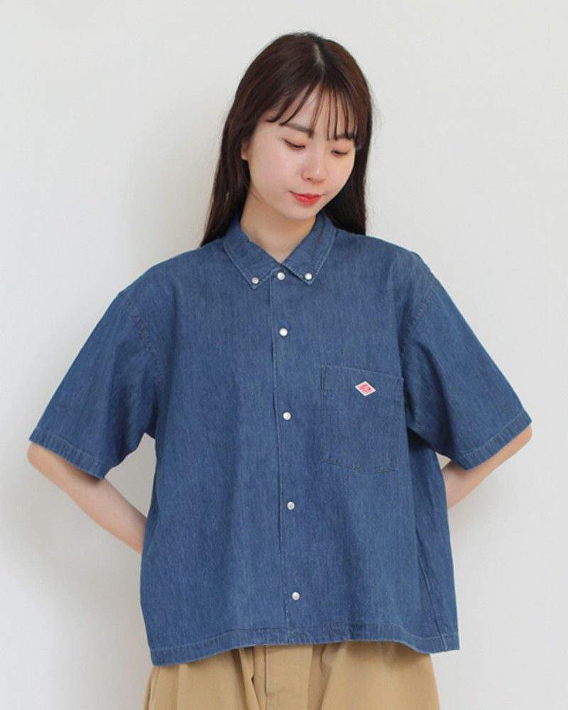 ダントン 半袖シャツ Danton（ダントン） 半袖シャツ 38 サックスブルー レディース