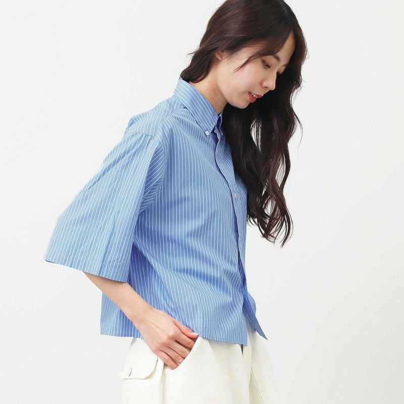 10％OFF】［GYMPHLEX］ショート丈半袖ストライプシャツ／ジム
