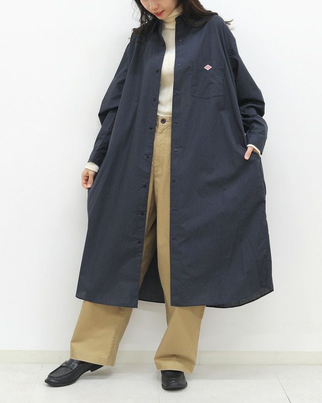 （美品、一度だけ着用）ダントン☆シャツワンピース☆チェック柄☆36 DANTON］ドット釦チェックシャツワンピース／ダントン ｜オンセブン