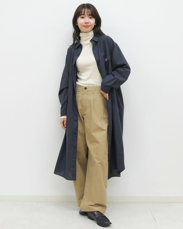 ［DANTON］ドット釦チェックシャツワンピース