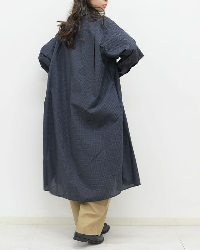 ［DANTON］ドット釦チェックシャツワンピース