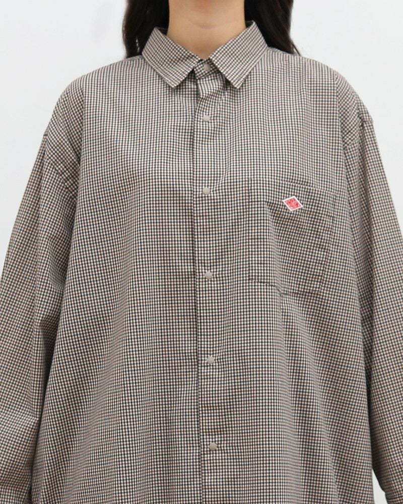 ［DANTON］ドット釦チェックシャツワンピース