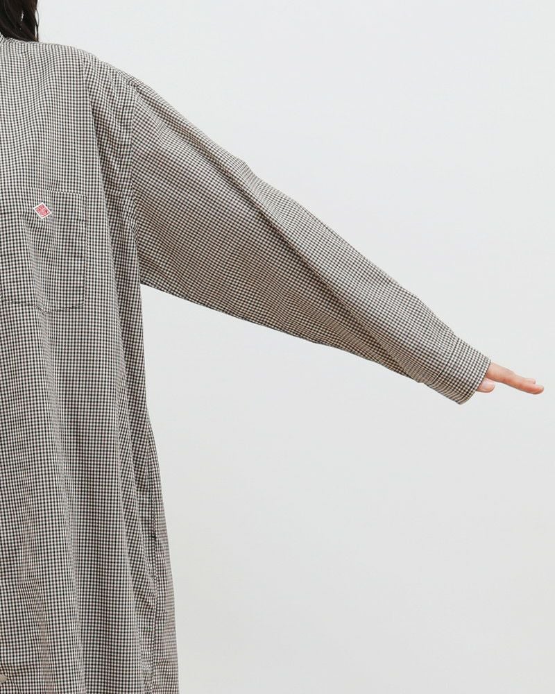 ［DANTON］ドット釦チェックシャツワンピース