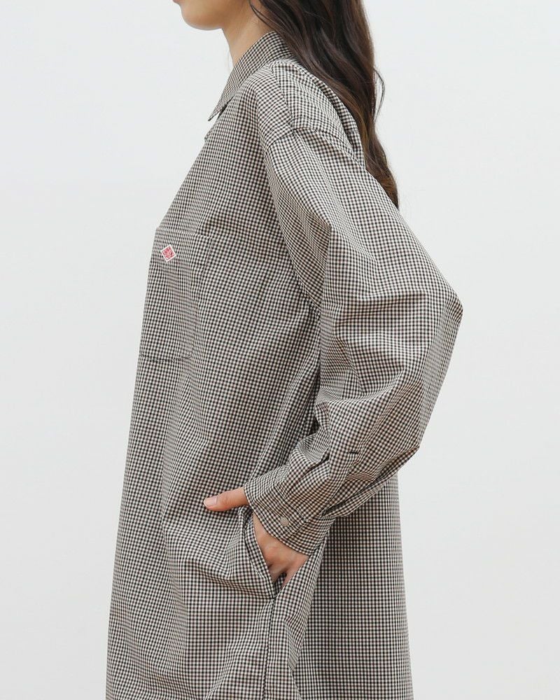 ［DANTON］ドット釦チェックシャツワンピース