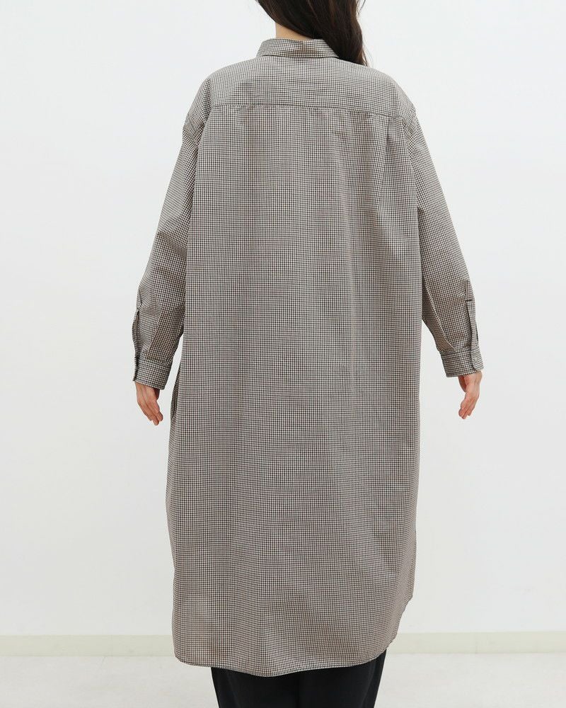 ［DANTON］ドット釦チェックシャツワンピース