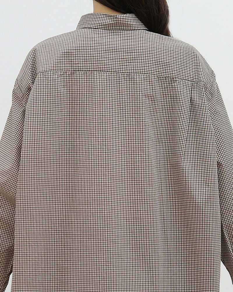 ［DANTON］ドット釦チェックシャツワンピース