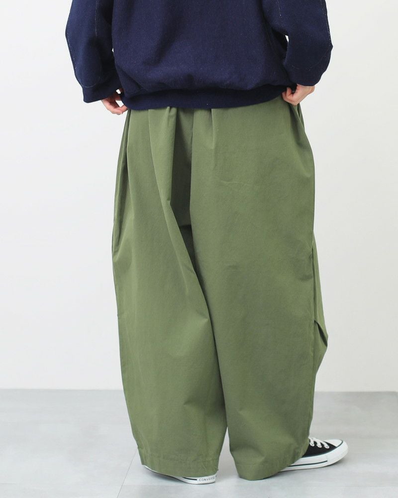 Heve オリーブグリーン ガウチョパンツ タック入り ELENCARE DUE スリータックパンツ[品番：GRPW0049906]｜Green Parks