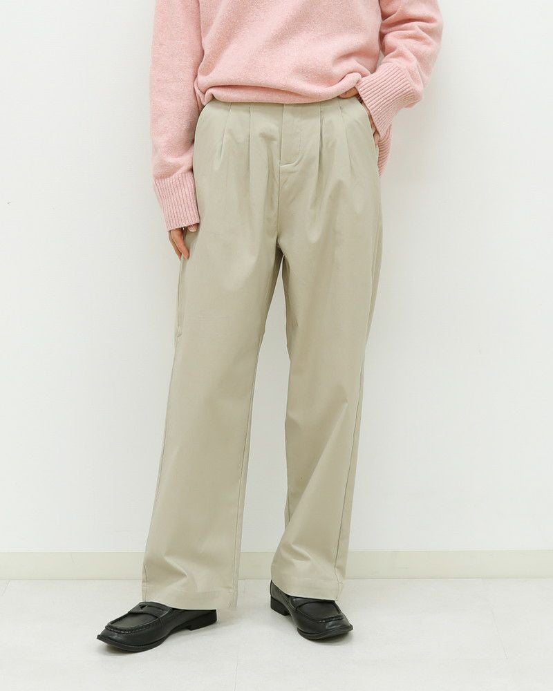 30％OFF】裏微起毛バリラクストレートタックパンツ 春カラー〈S/M/L