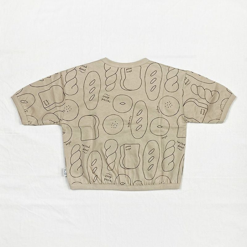 CLOUDY, FINE LATER］パン柄7分袖Tシャツ キッズ／クラウディファイン