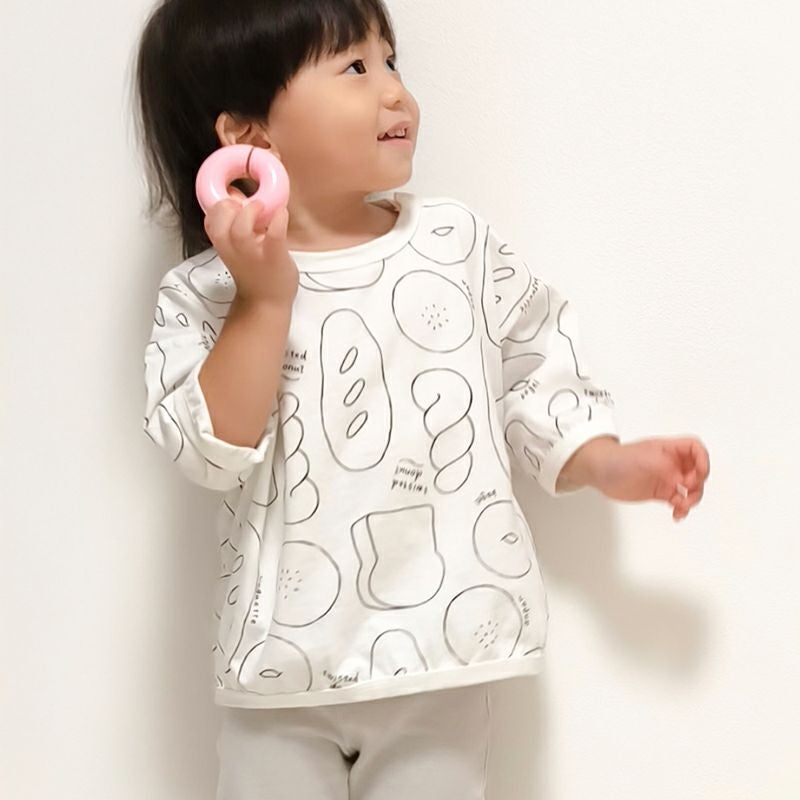 30％OFF】［CLOUDY, FINE LATER］パン柄7分袖Tシャツ キッズ