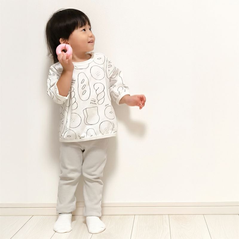 CLOUDY, FINE LATER］パン柄7分袖Tシャツ キッズ／クラウディファイン