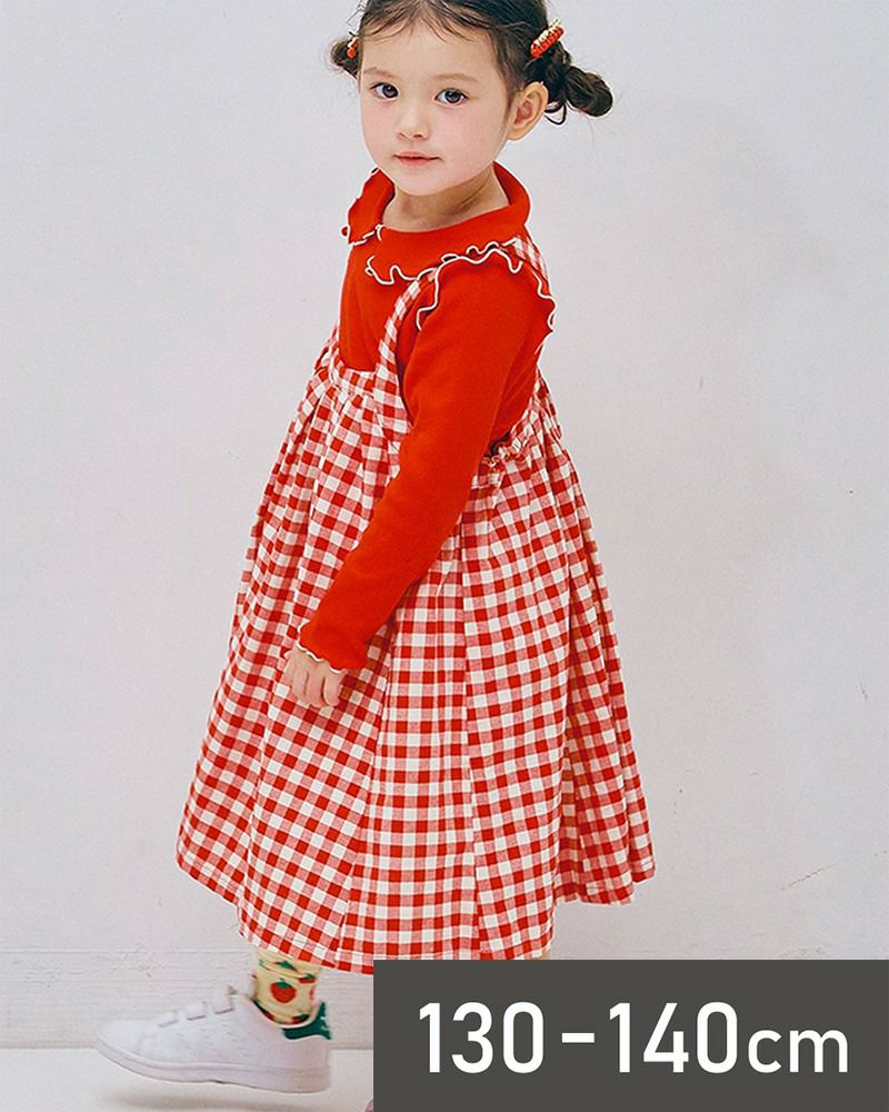 p.premier］ギンガムチェックジャンスカ＆メロウトップスセット キッズ