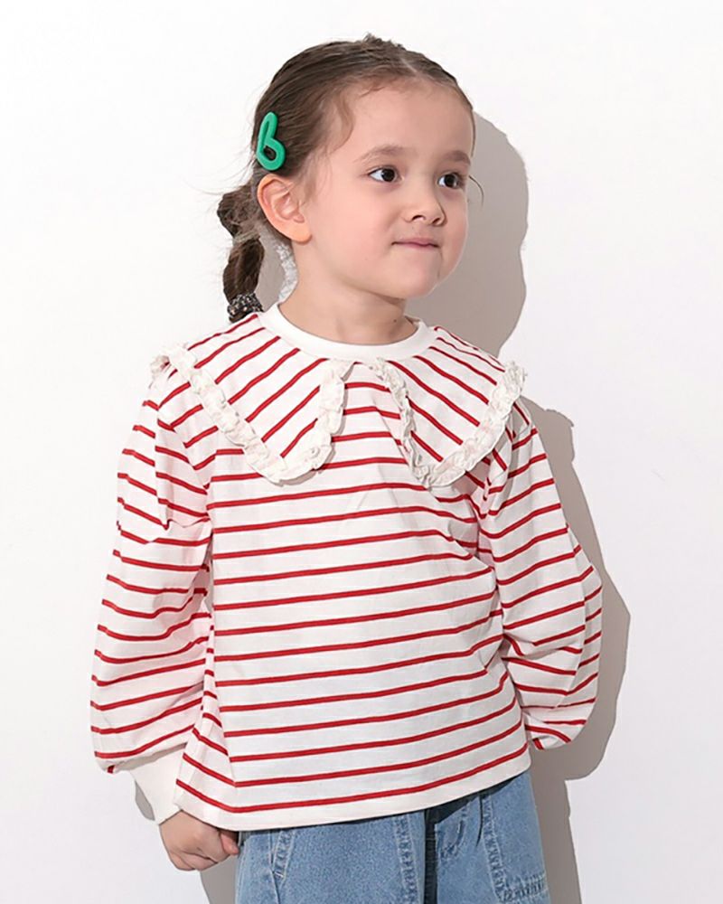 30％OFF】［ocean&ground］セーラーカラーボーダーロンT キッズ