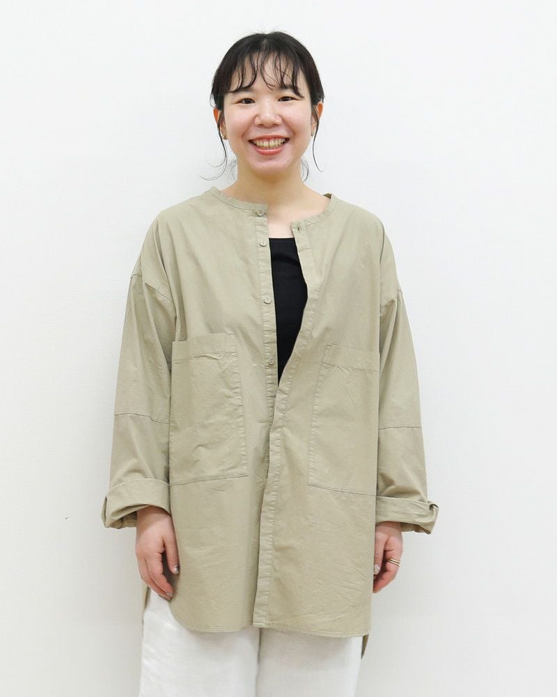 カオス ビックポケットノーカラーロングシャツ カオス ビックポケットノーカラーロングシャツ 【公式通販】