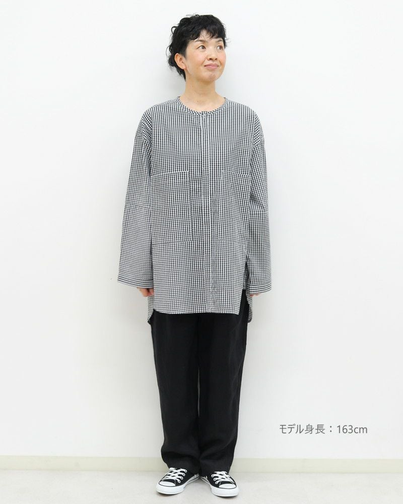 カオス ビックポケットノーカラーロングシャツ カオス ビックポケットノーカラーロングシャツ 【公式通販】