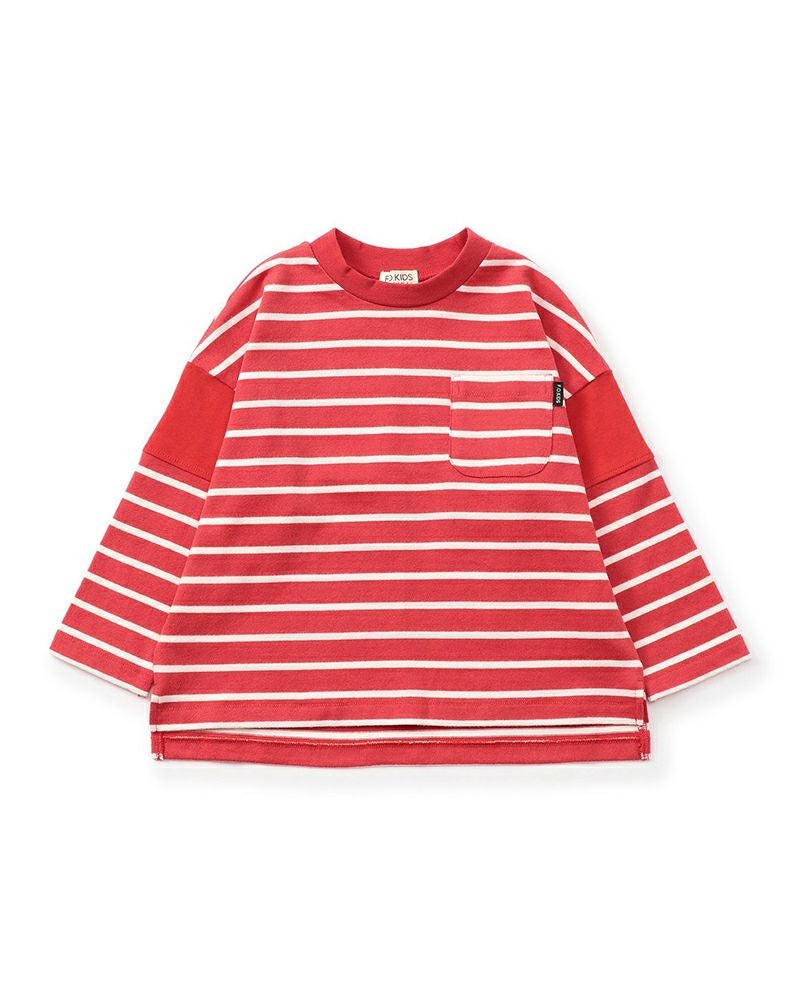 新品★コットン 短丈 ボーダー Tシャツ 長袖 赤 H BEAUTY&YOUTH F.O.KIDS］ボーダーTシャツ キッズ／エフオーキッズ◇26SS ｜オン