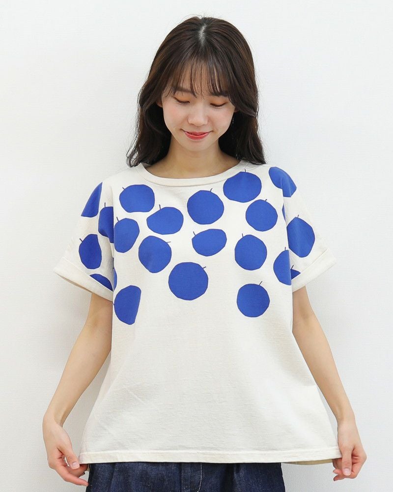 30％OFF】［NATURAL LAUNDRY］空紡天竺リンゴプリントドルマンTシャツ