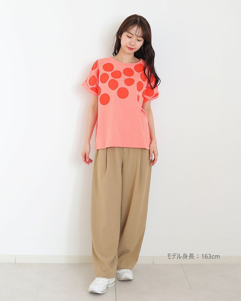 ［NATURAL LAUNDRY］空紡天竺リンゴプリントドルマンTシャツ