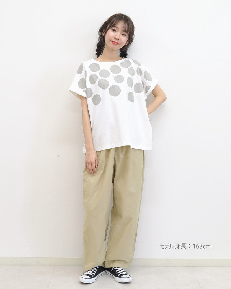 ［NATURAL LAUNDRY］空紡天竺リンゴプリントドルマンTシャツ