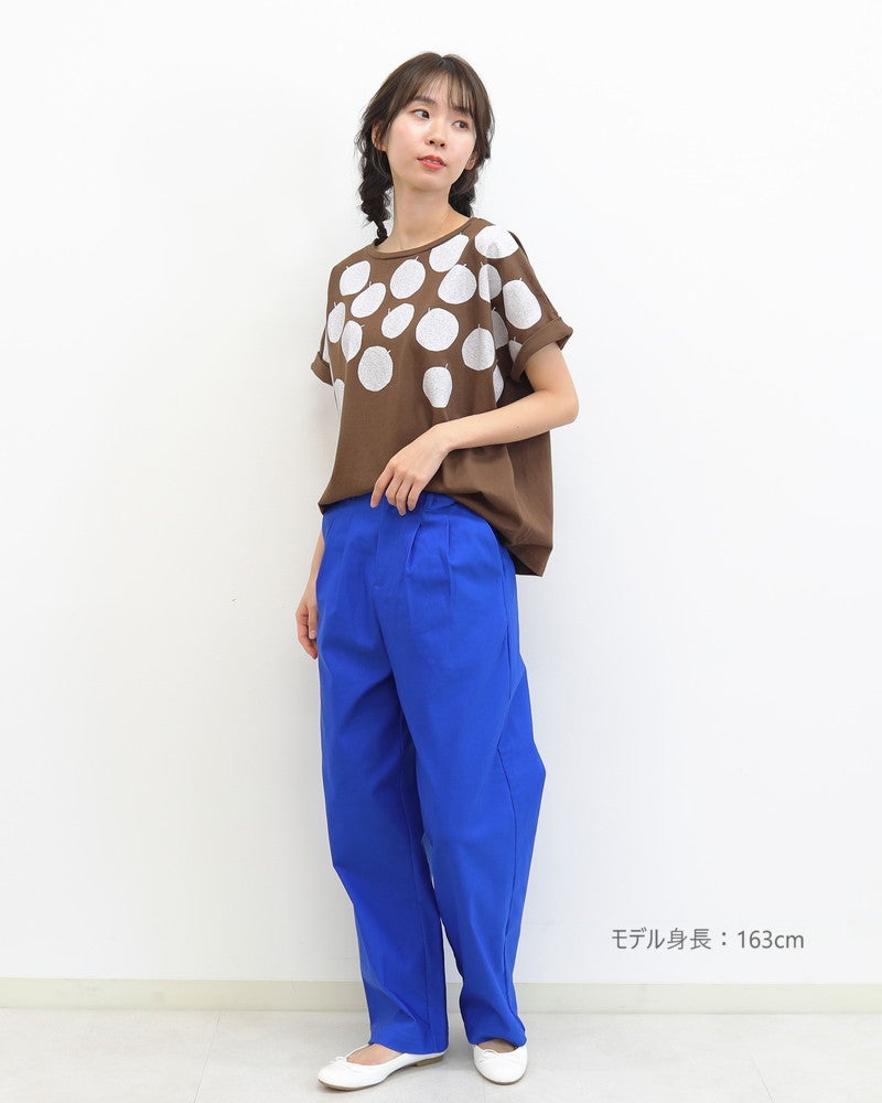 ［NATURAL LAUNDRY］空紡天竺リンゴプリントドルマンTシャツ