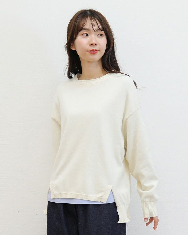 mao made ニットプルオーバー クリーム mao made］ニットプルオーバー×ラウンドヘムブラウスセット