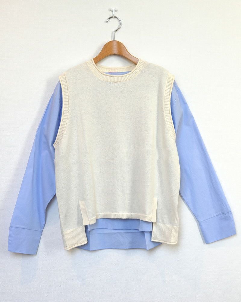 ［mao made］ニットベスト×ラウンドヘムブラウスセット