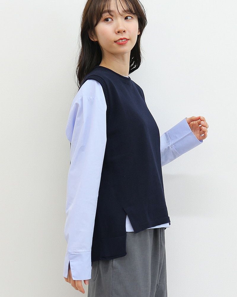 ［mao made］ニットベスト×ラウンドヘムブラウスセット