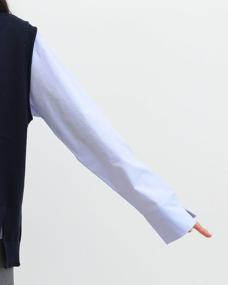 ［mao made］ニットベスト×ラウンドヘムブラウスセット