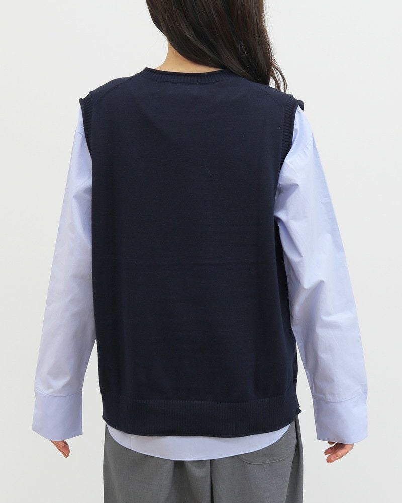 mao made］ニットベスト×ラウンドヘムブラウスセット／マオメイド