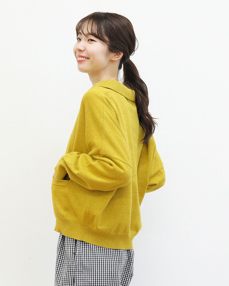 10％OFF】［mao made］やわらかコットン衿付きカーディガン
