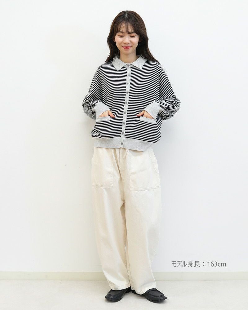 ［mao made］やわらかコットン衿付きカーディガン