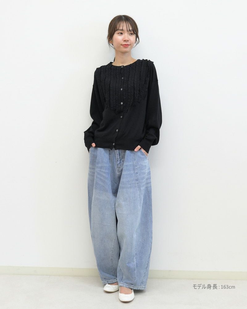 週末♪Mao made☆リネンフリルカーディガン mao made (マオメイド) リネンコットン ハイゲージフリルカーディガン