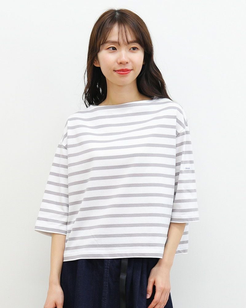 ［ORCIVAL］ボートネック半袖ボーダープルオーバー