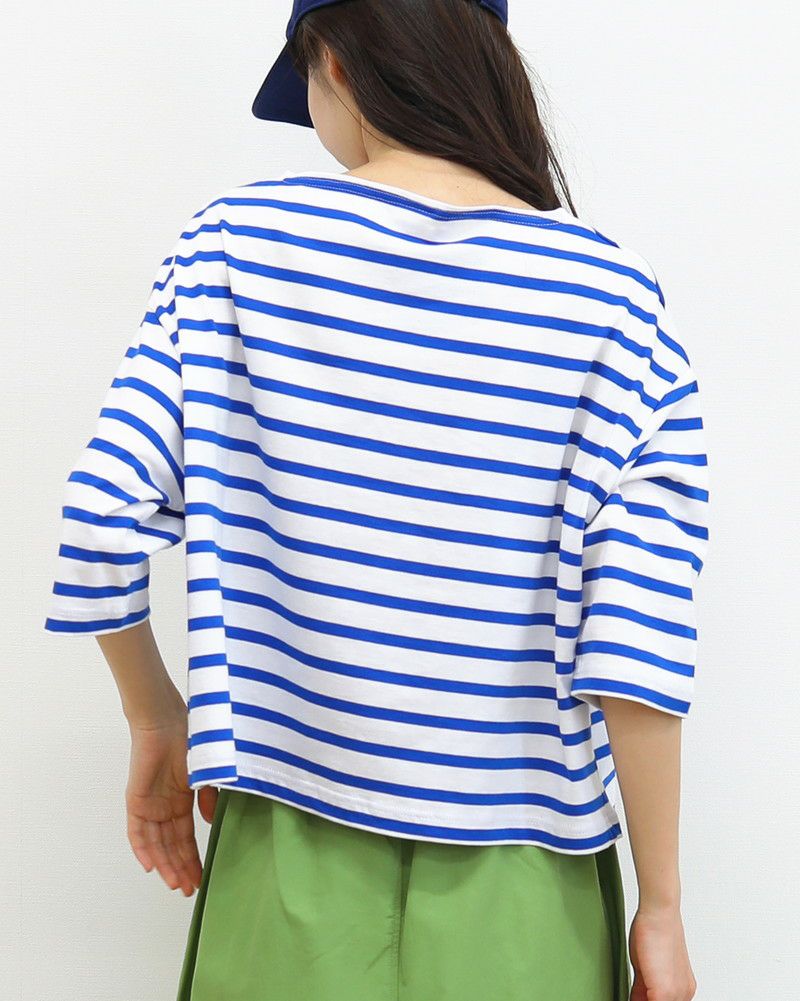 ［ORCIVAL］ボートネック半袖ボーダープルオーバー