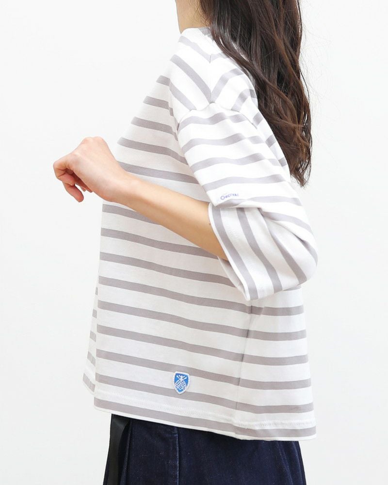 ［ORCIVAL］ボートネック半袖ボーダープルオーバー