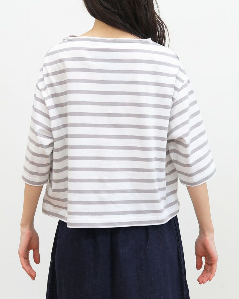 10％OFF】［ORCIVAL］ボートネック半袖ボーダープルオーバー