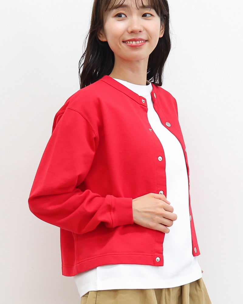 DANTON 赤 カーディガン サイズ34 DANTON(ダントン)CREW NECK CARDIGAN(クルーネックカーディガン