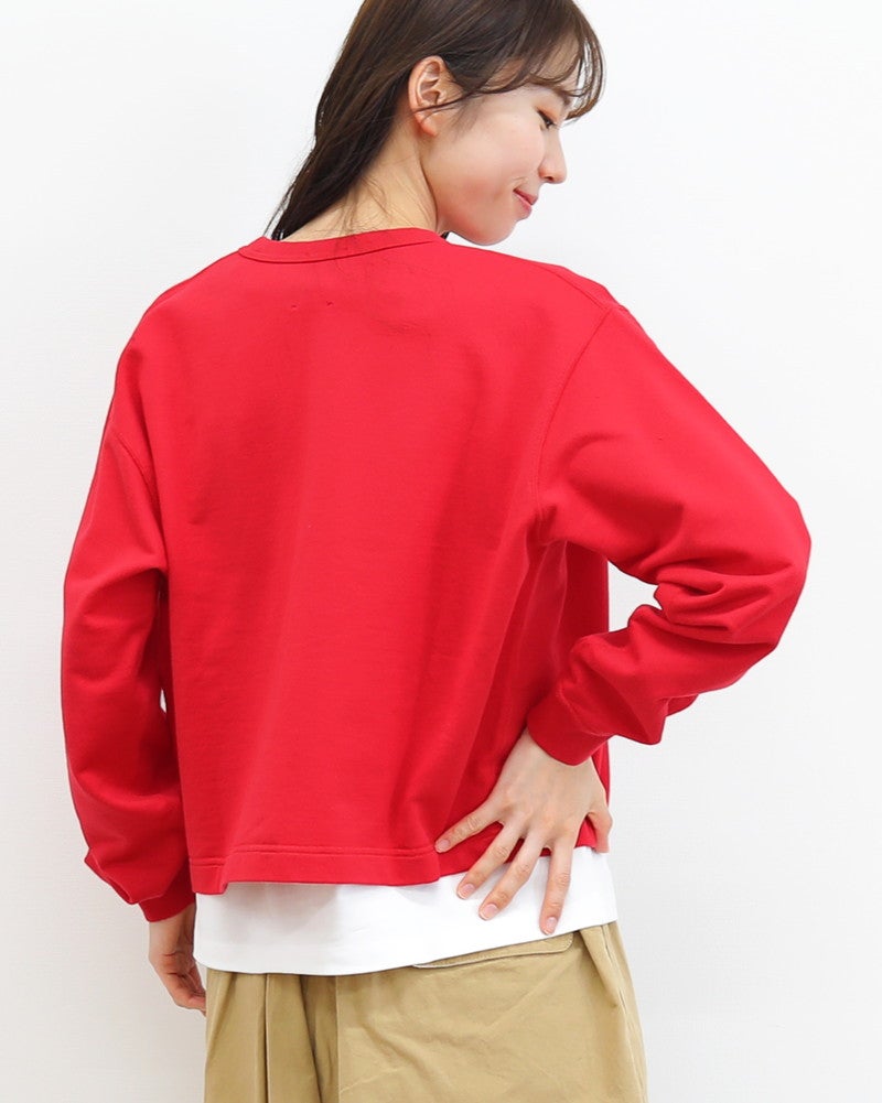 DANTON 赤 カーディガン サイズ34 DANTON(ダントン)CREW NECK CARDIGAN(クルーネックカーディガン