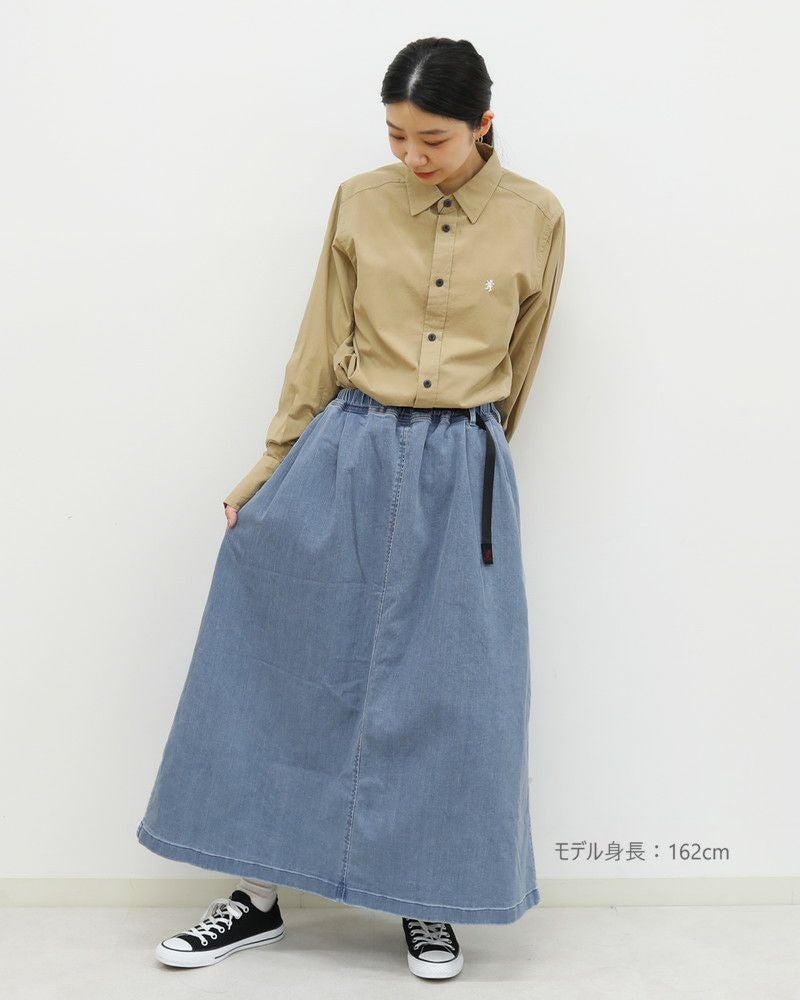 10％OFF】［Gramicci］ストレッチデニムロングフレアスカート