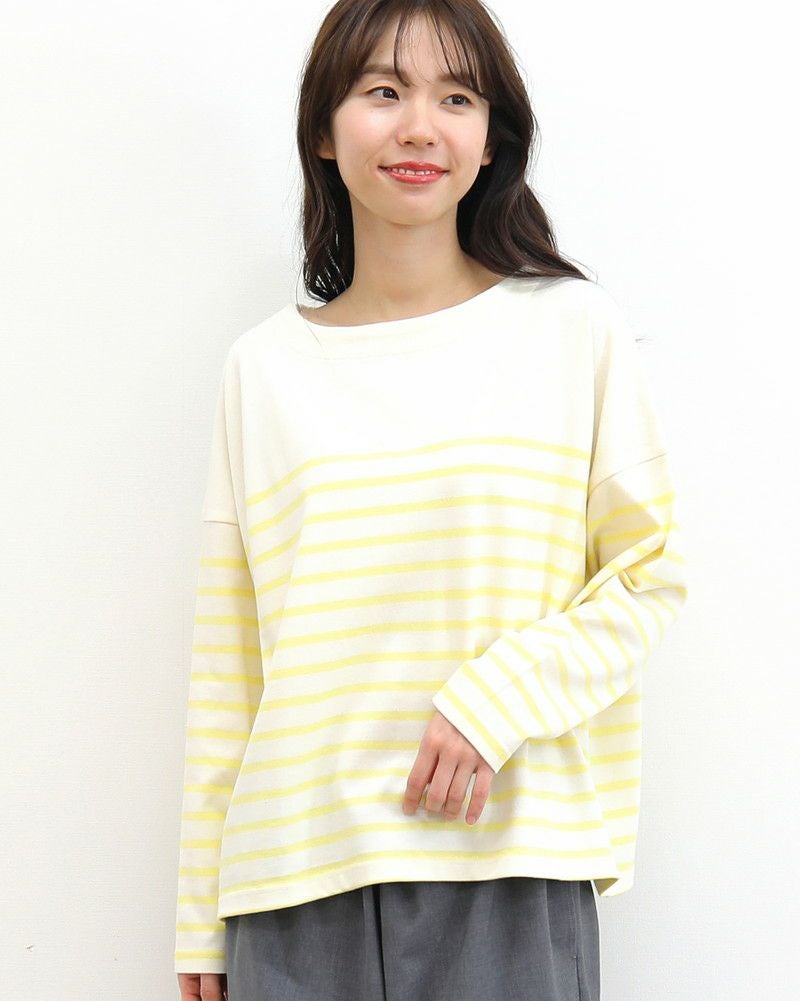 ［ON SEVEN DAYS］パネルボーダー長袖ワイドプルオーバー