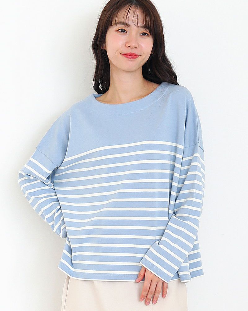 ［ON SEVEN DAYS］パネルボーダー長袖ワイドプルオーバー